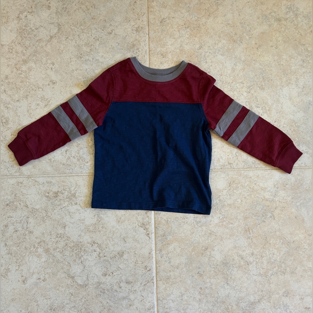 Old Navy Toddler Boy Long-Sleeve Color-Block T-Shirt, Cranberry Red/Blue, 2T